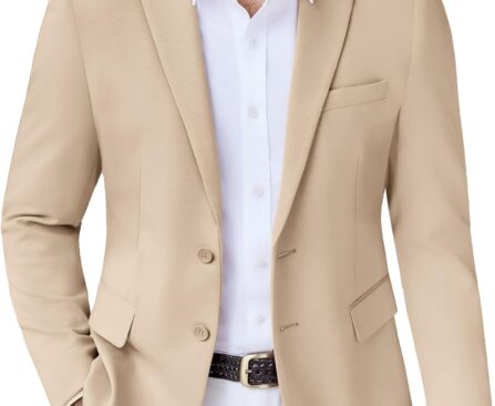 COOFANDY Men’s Casual Knit Blazer Stretch Slim Fit Sport Coat Two Button Lightweight Suit Jackets