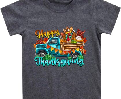 Toddler Boy Thanksgiving Shirt Kids Boys Girls Funny Turkey T-Shirt Pumpkin Season Clothes Tee Tops 2-7 Years