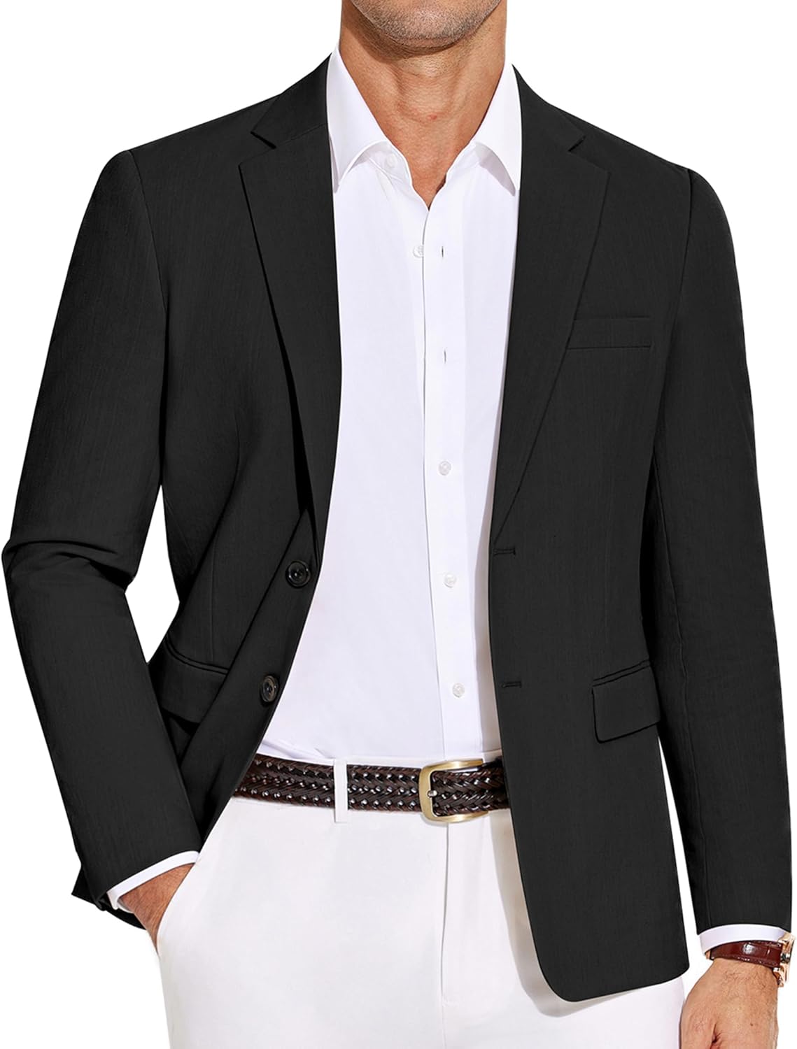 COOFANDY Men’s Casual Blazer Lightweight Slim Fit Suit Jacket Two Button Cotton Sport Coats