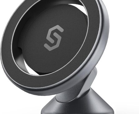 SYNCWIRE for MagSafe Car Mount – 360 Rotation Magnetic Phone Holder for Car Dashboard, Strong Magnets Car Phone Holder Mount Compatible iPhone 16 Pro Max 15 14 13 12,Samsung – MagSafe Car Accessories