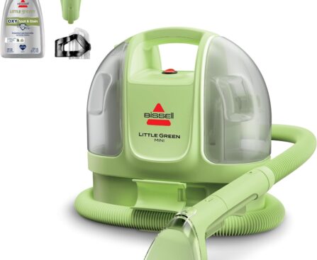 BISSELL Little Green Mini Portable Carpet and Upholstery Deep Cleaner, Car/Auto Detailer, with HydroRinse Self-Cleaning Tool and 4″ Tough Stain Tool, Tea Green, 4075