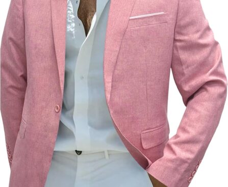 Mens Blazer Casual Sport Jacket Slim Fit One Button Suit Jacket for Daily Business and Prom Party