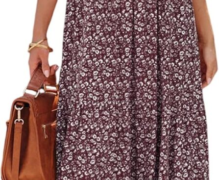 PRETTYGARDEN Women’s 2025 Summer Casual Flutter Short Sleeve Boho Floral Maxi Dress Crew Neck Smocked Tiered Long Dresses