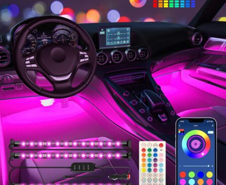 Interior Car Lights Keepsmile Car Accessories APP Control with Remote Music Sync Color Change RGB Under Dash Lighting with Charger 12V LED Lights Running Board Lights