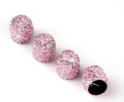 JUSTTOP 4 Pack Handmade Crystal Rhinestone Car Tire Valve Stem Caps, Car Wheel Tire Valve, Attractive Dustproof Bling Car Accessories, Universal for Cars, Trucks and Motorcycles-Pink