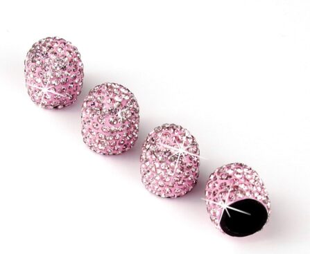 JUSTTOP 4 Pack Handmade Crystal Rhinestone Car Tire Valve Stem Caps, Car Wheel Tire Valve, Attractive Dustproof Bling Car Accessories, Universal for Cars, Trucks and Motorcycles-Pink