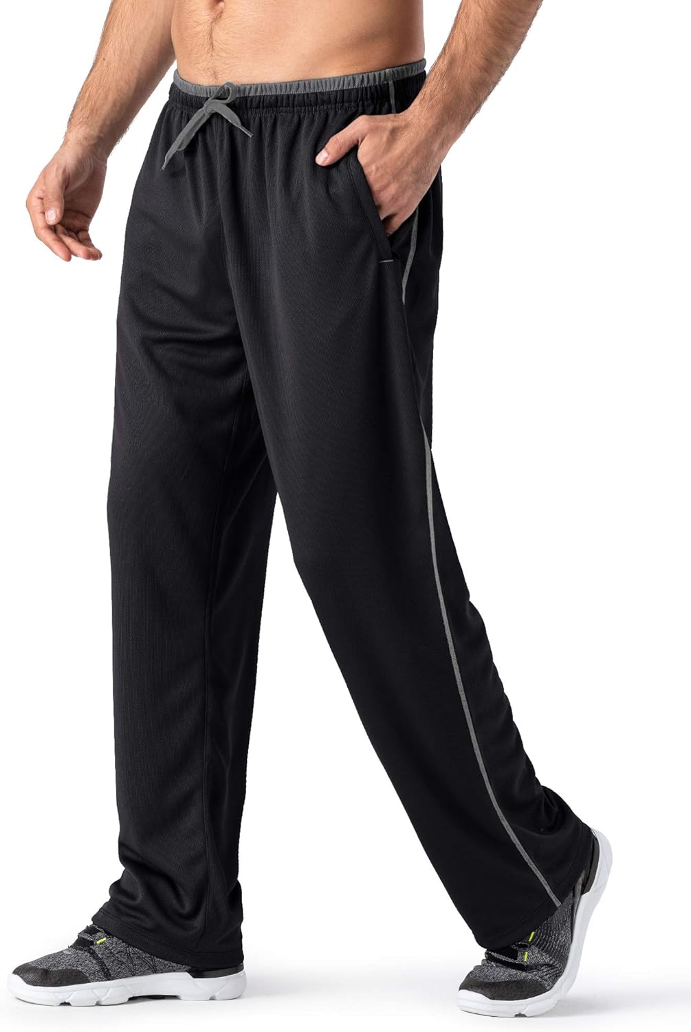 MAGNIVIT Men’s Lightweight Sweatpants Loose Fit Open Bottom Mesh Athletic Pants with Zipper Pockets
