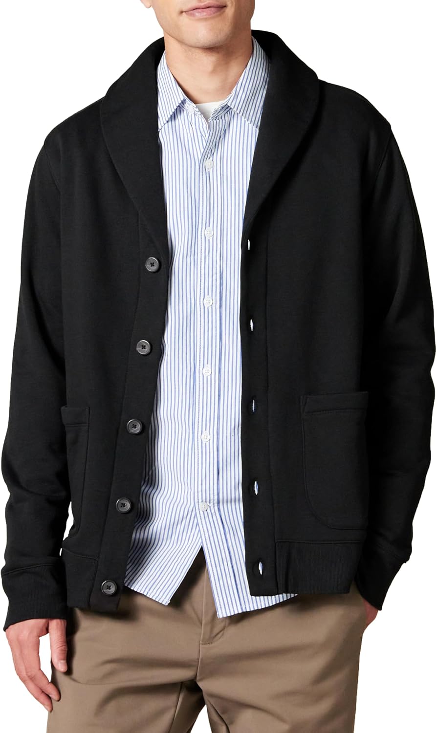 Amazon Essentials Men’s Long-Sleeve Fleece Shawl-Collar Cardigan