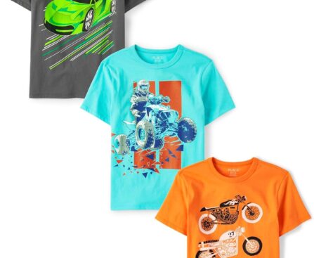The Children’s Place Boys Animals,Cars Short Sleeve Graphic T-Shirts,3 Pack