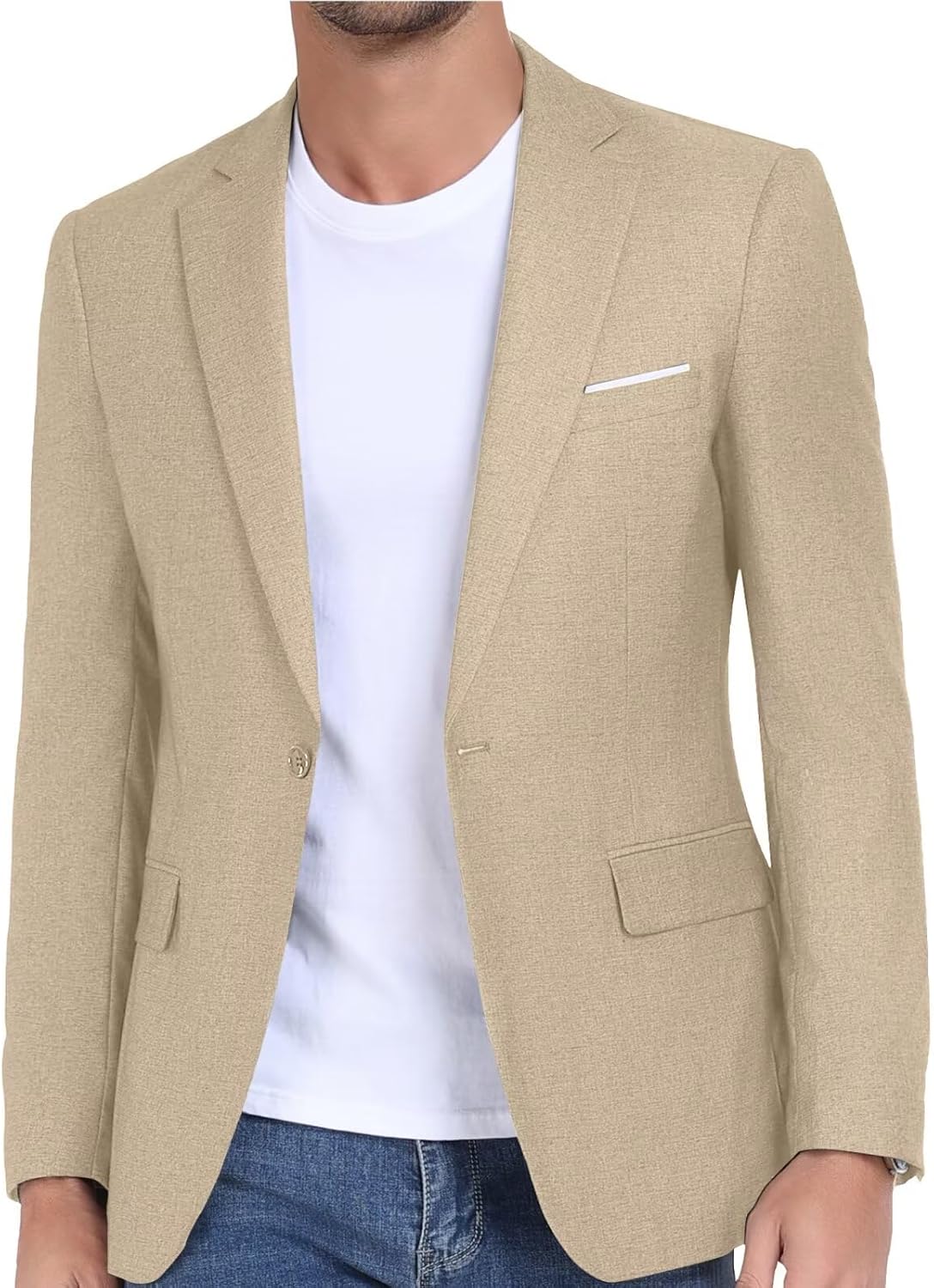 Wehilion Mens Casual Blazer Jacket Lightweight Sports Coat Suit Jacket for Summer Daily Business Wedding Party Travel