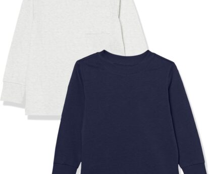 Amazon Essentials Unisex Kids and Toddlers’ Long-Sleeve Rib Cuff T-Shirt, Pack of 2