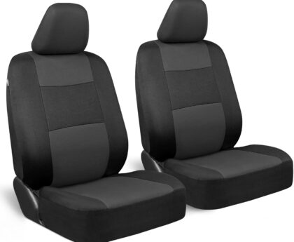 BDK PolyPro 2-Pack Front Car Seat Covers Set in Charcoal/Black – Front Seat Covers for Cars Trucks Vans SUVs Sedans, Easy to Install Front Car Seat Cover Protection, Universal Fit Car Accessories