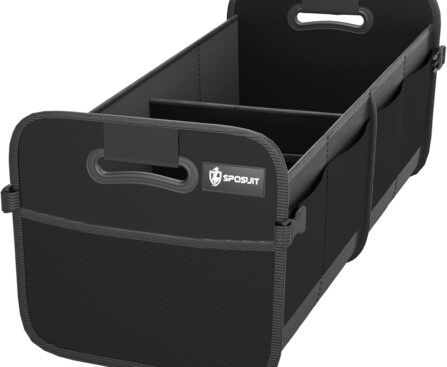 Sposuit Trunk Organizer for Car – 70L Collapsible Car Storage with 11 Pockets & Reinforced Handles, SUV Trunk Organizers for Grocery Cargo(Black)