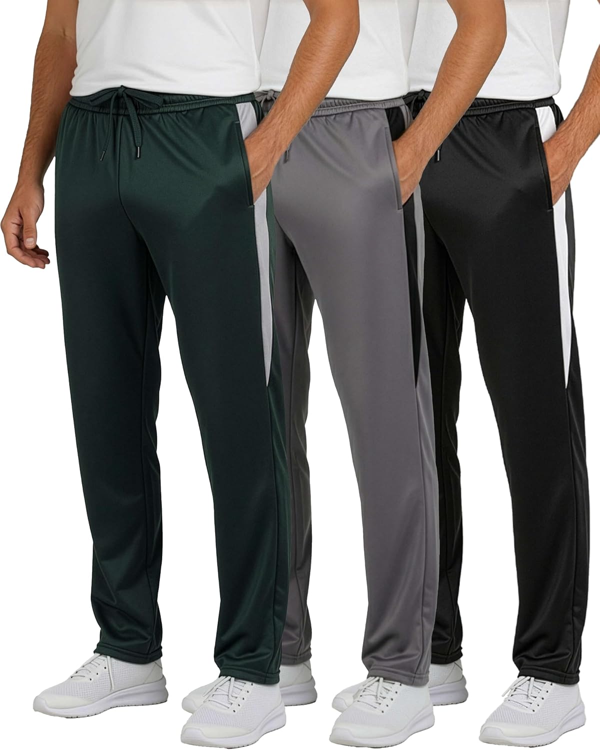 Real Essentials 3 Pack: Men’s Sweatpants – Athletic Track Pants with Pockets | Workout, Running & Lounge (Big and Tall)