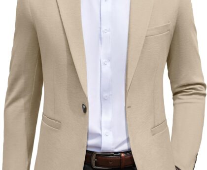 COOFANDY Men’s Casual Blazer Jacket One Button Suit Jackets Lightweight Knit Sport Coat