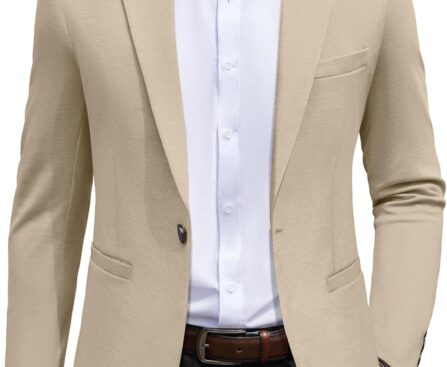 COOFANDY Men’s Casual Blazer Jacket One Button Suit Jackets Lightweight Knit Sport Coat