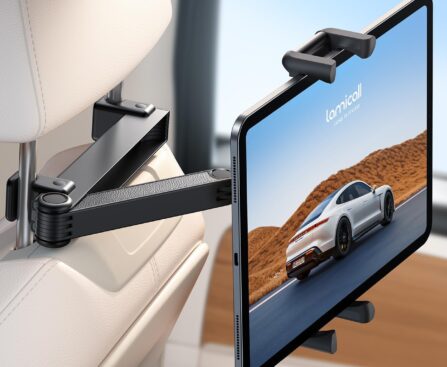 Lamicall Car Headrest Tablet Holder – [Lockable] [Thick Case Friendly] [Foldable Clip] Car Backseat Tablet Mount, Car Accessories for Kids, for iPad Pro, Air, Mini, Galaxy, Fire HD, 4.7-13″ Tablets
