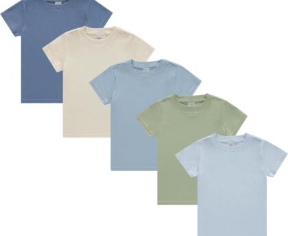 Cudlie 5-Pack Toddler Boys’ T-Shirts – Soft Cotton Tees for 12M to 4T – Solid Colors, Everyday Value, Soft and Comfy