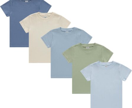 Cudlie 5-Pack Toddler Boys’ T-Shirts – Soft Cotton Tees for 12M to 4T – Solid Colors, Everyday Value, Soft and Comfy