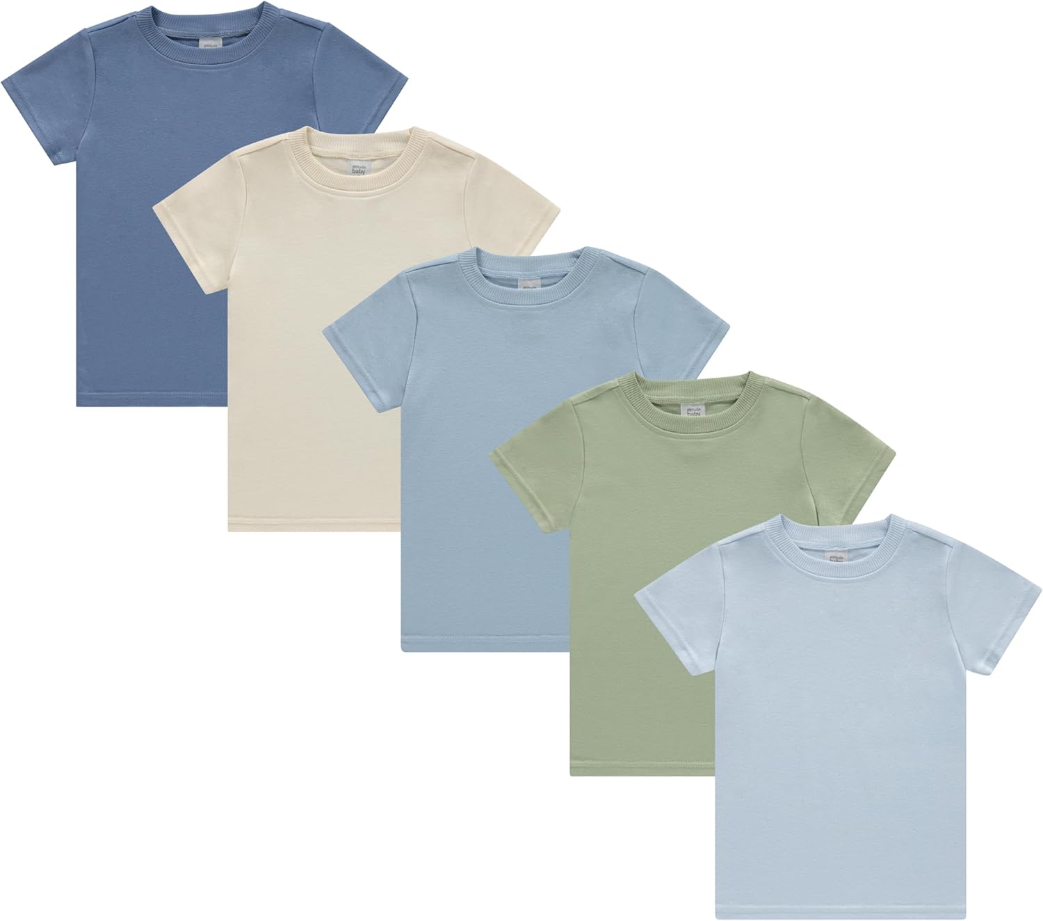 Cudlie 5-Pack Toddler Boys’ T-Shirts – Soft Cotton Tees for 12M to 4T – Solid Colors, Everyday Value, Soft and Comfy