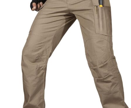 FREE SOLDIER Men’s Tactical Pants Water Resistant Ripstop Cargo Work Lightweight EDC Hiking Pants with Multi Pockets