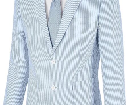 Wehilion Mens Seersucker Suit Jacket Casual Summer Blazer Slim Fit Sport Coats Suits Jackets Wedding Prom Tuxedo Blazers