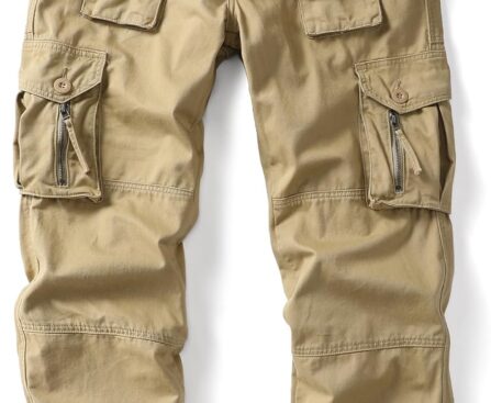 Men’s Cargo Work Pants Cotton Casual Wild Outdoor Ripstop Camo Trousers with 9 Pockets