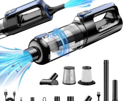 Car Vacuum Portable Cordless, 18000Pa 2 in 1 Vacuum Cleaner&Air Duster, 130W Brushless Motor Handheld Vacuum Cordless with 7800mAh Battery, LED Light, Multi-Nozzles for Car, Home, Office, Pet