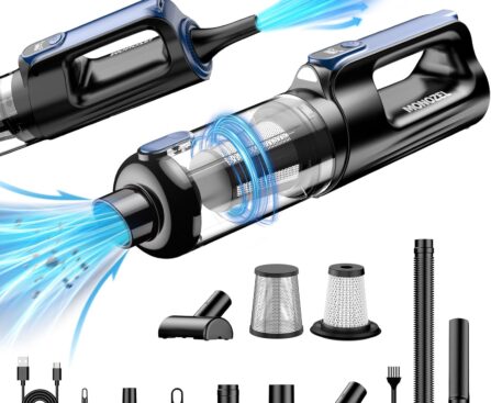 Car Vacuum Portable Cordless, 18000Pa 2 in 1 Vacuum Cleaner&Air Duster, 130W Brushless Motor Handheld Vacuum Cordless with 7800mAh Battery, LED Light, Multi-Nozzles for Car, Home, Office, Pet