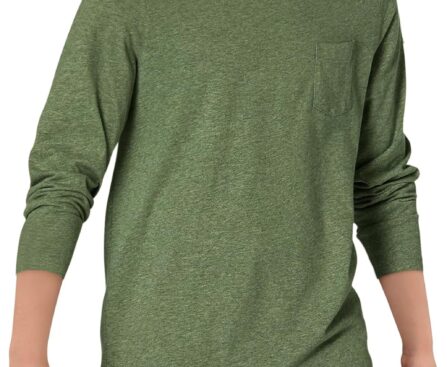 Haloumoning Boys Long Sleeve Shirts Kids Crewneck T Shirts Casual Tops Tees with Chest Pocket 5-14 Years