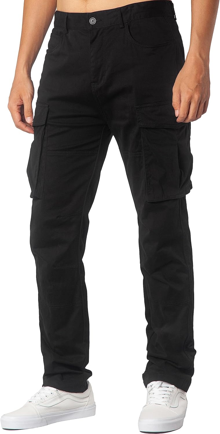 ITALYMORN Black Cargo Pants for Men Slim fit Khaki Work Pants with Pockets