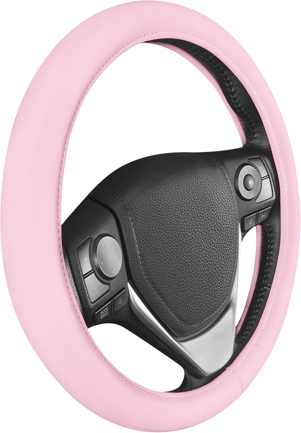 BDK Ultra Soft Pink Steering Wheel Cover, Unisex Car Accessories Non-Slip Comfy Soft Grip Faux Leather Auto Steering Wheel Cover for Cars Trucks Vans SUVs – Fits Standard 15″ Inch Steering Wheels