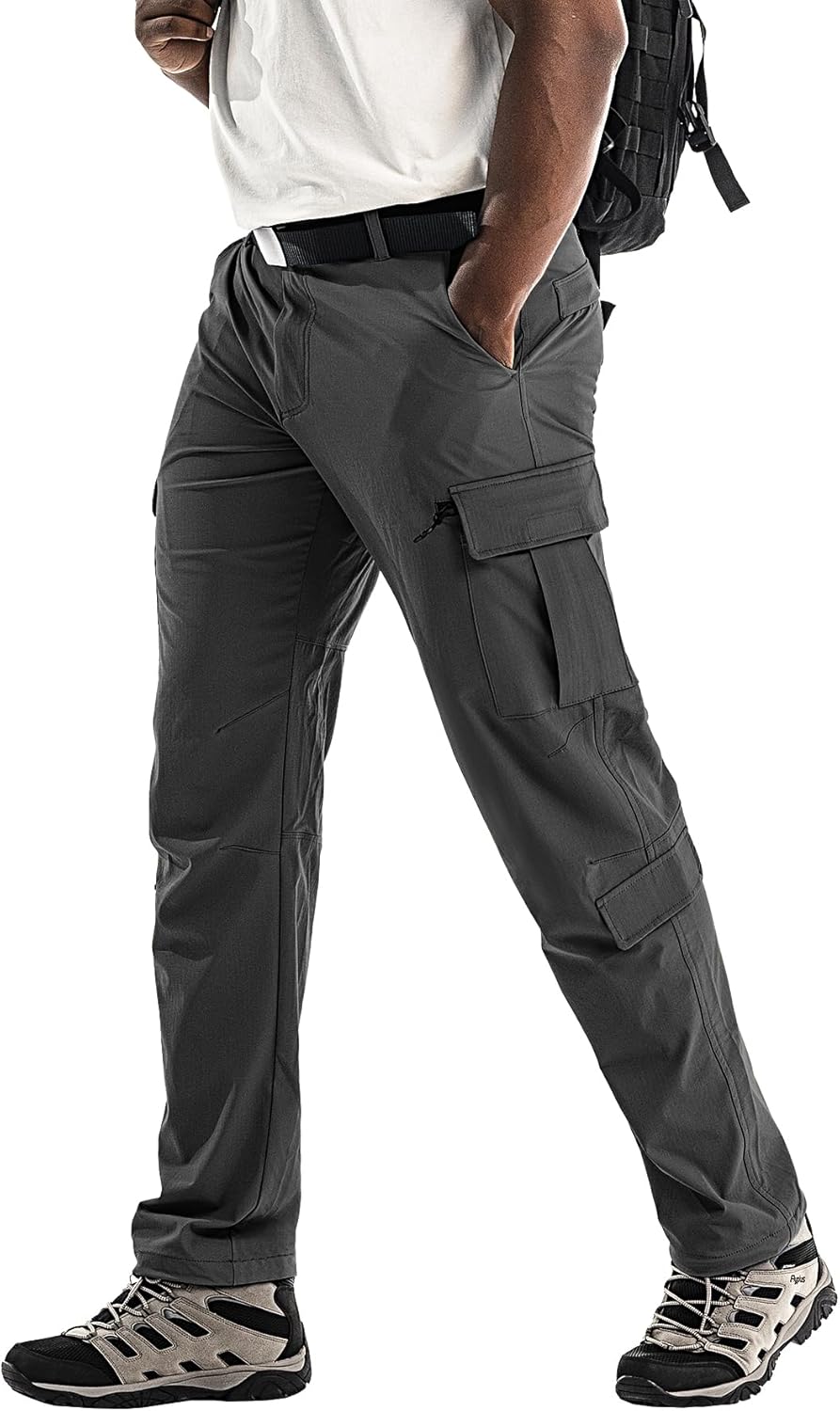 Men’s Tactical Cargo Pants Ripstop Stretch Waterproof 7 Pockets Lightweight Breathable for Work Construction Hiking