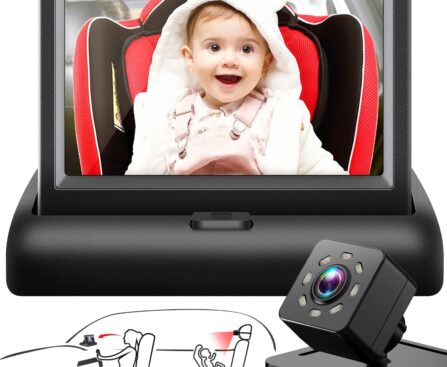 Baby Car Mirror with 4.3” HD Night Vision Function Display, Safety Car Seat Camera with Wide Crystal Clear View, Easily Observe The Baby’s Move(Not USB)