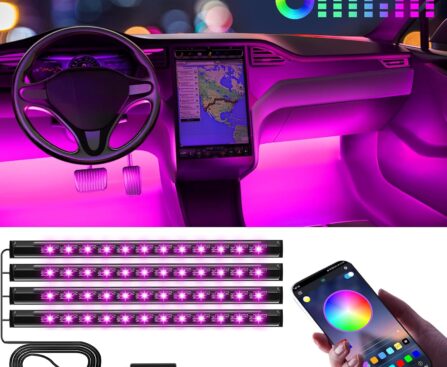 Winzwon Led Lights for Car Accessories Interior, Christmas Stocking Stuffers for Men Women Teen Girls, White Elephant Gifts for Adults, APP Control with USB Port Color Change Lights for Truck Decor