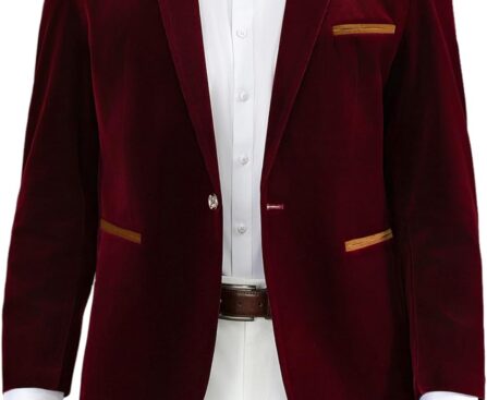 Mens Casual Corduroy Blazer Sport Coat Slim Fit One Button Notch Lapel Suit Jacket for Daily Wear, Work, Wedding & Party