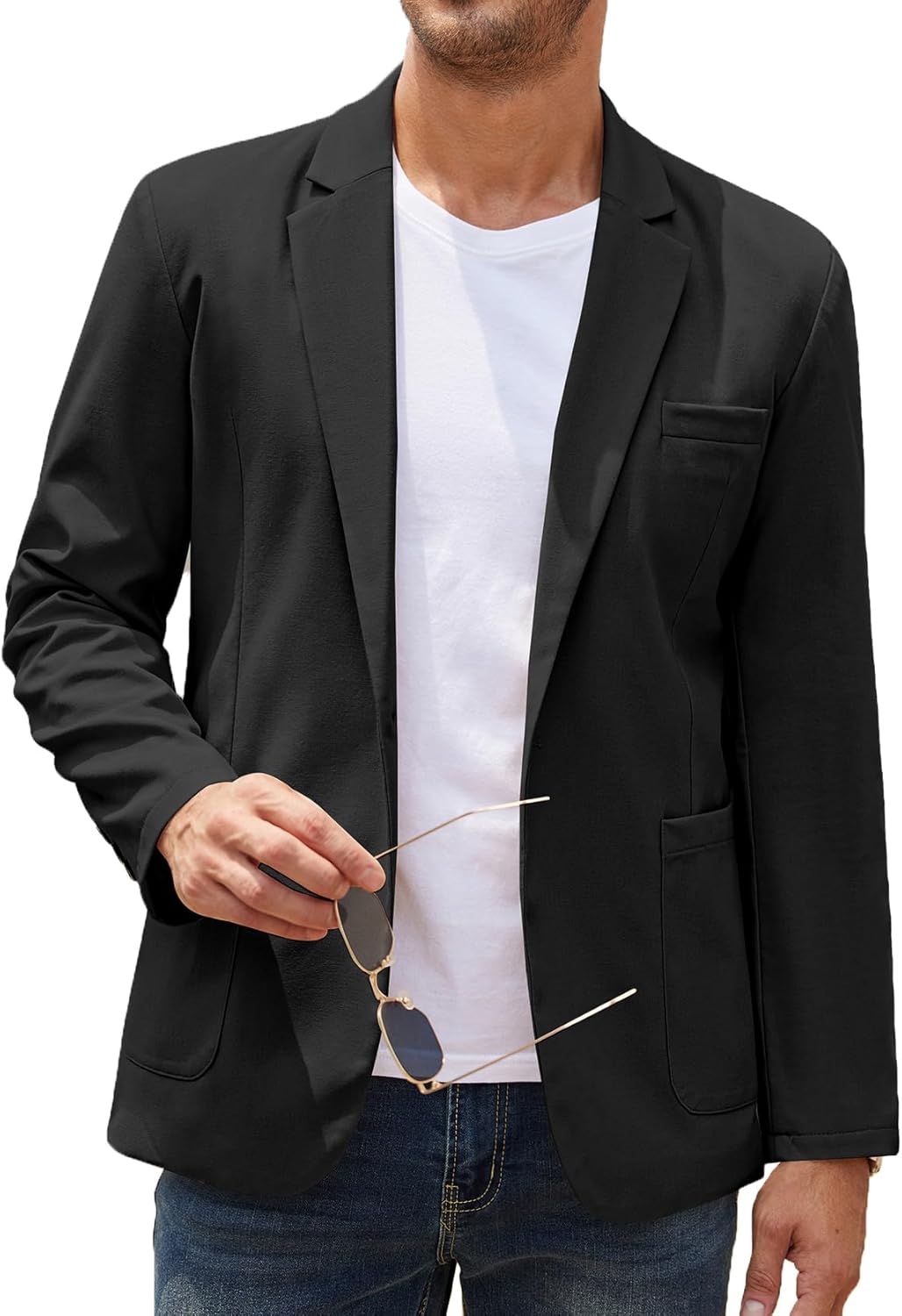 COOFANDY Men’s Casual Linen Blazer Lightweight Regular Fit Sport Coat One Button Suit Jacket
