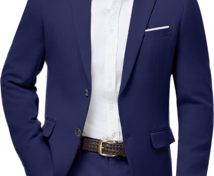 WULFUL Mens Casual Blazer Suit Jackets Slim Fit Two Button Sport Coats Lightweight Business Jacket