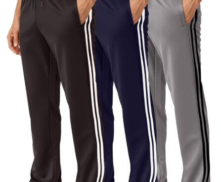 Real Essentials 3 Pack: Men’s Mesh Athletic Gym Workout Lounge Open Bottom Sweatpants with Pockets (Available in Big & Tall)