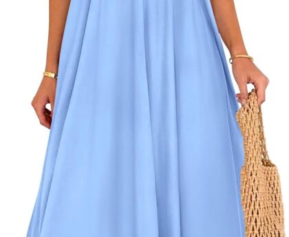 PRETTYGARDEN Women’s 2025 Summer Flowy Maxi Dress Casual Sleeveless Spaghetti Strap Ruffle Beach Long Dresses