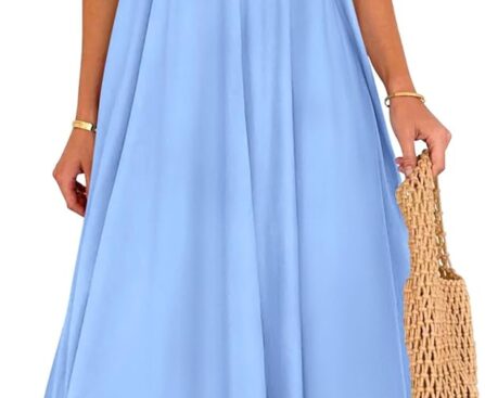 PRETTYGARDEN Women’s 2025 Summer Flowy Maxi Dress Casual Sleeveless Spaghetti Strap Ruffle Beach Long Dresses