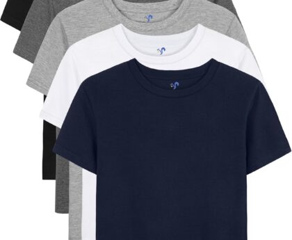 5 Pack Boys Shirts Short Sleeve Shirts for Boys Cotton T-Shirts Kids Toddler Tshirts Tees Clothes Summer Tops