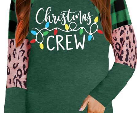 VVNTY Kids Christmas Shirt Boys Girls Merry Christmas Tree Graphic Tee Xmas Holiday Long Sleeve Tops 5-14y