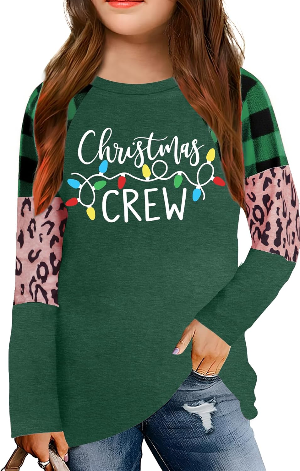 VVNTY Kids Christmas Shirt Boys Girls Merry Christmas Tree Graphic Tee Xmas Holiday Long Sleeve Tops 5-14y
