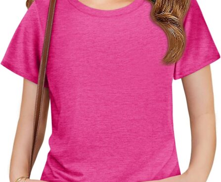 Imily Bela Girls Summer T Shirts Kids Casual Crewneck Short Sleeve Loose Basic Tee Tops 5-14 Years