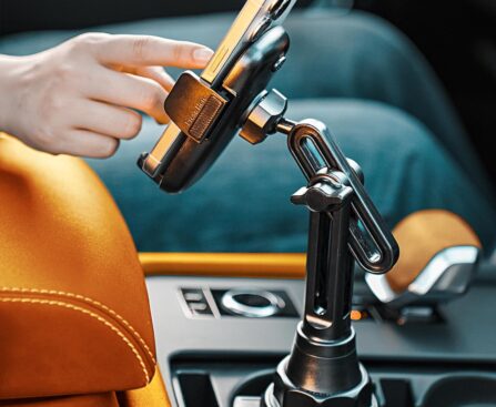 LISEN Upgraded Version Cup Phone Holder for Car 360° Adjustable Long Neck Car Phone Mount Golf Cart Phone Holder, Truck Jeep Accessories for iPhone 17 Air Pro Max Samsung Google and All 4-7” Phone