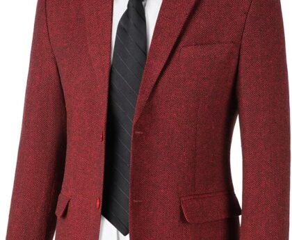Retro Tweed Men’s Suit Jackets Herringbone Slim Fit Sport Coats Blazer Prom Business Casual Men Tux Jacket Wedding Blazers