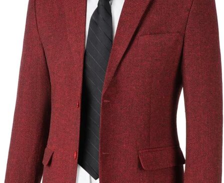 Retro Tweed Men’s Suit Jackets Herringbone Slim Fit Sport Coats Blazer Prom Business Casual Men Tux Jacket Wedding Blazers