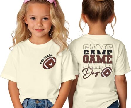 Toddler Game Day Shirt Football Sunday Tshirt for Girls Boys Rugby Athletic Outfit Kids Sports Fans Top 2-8T