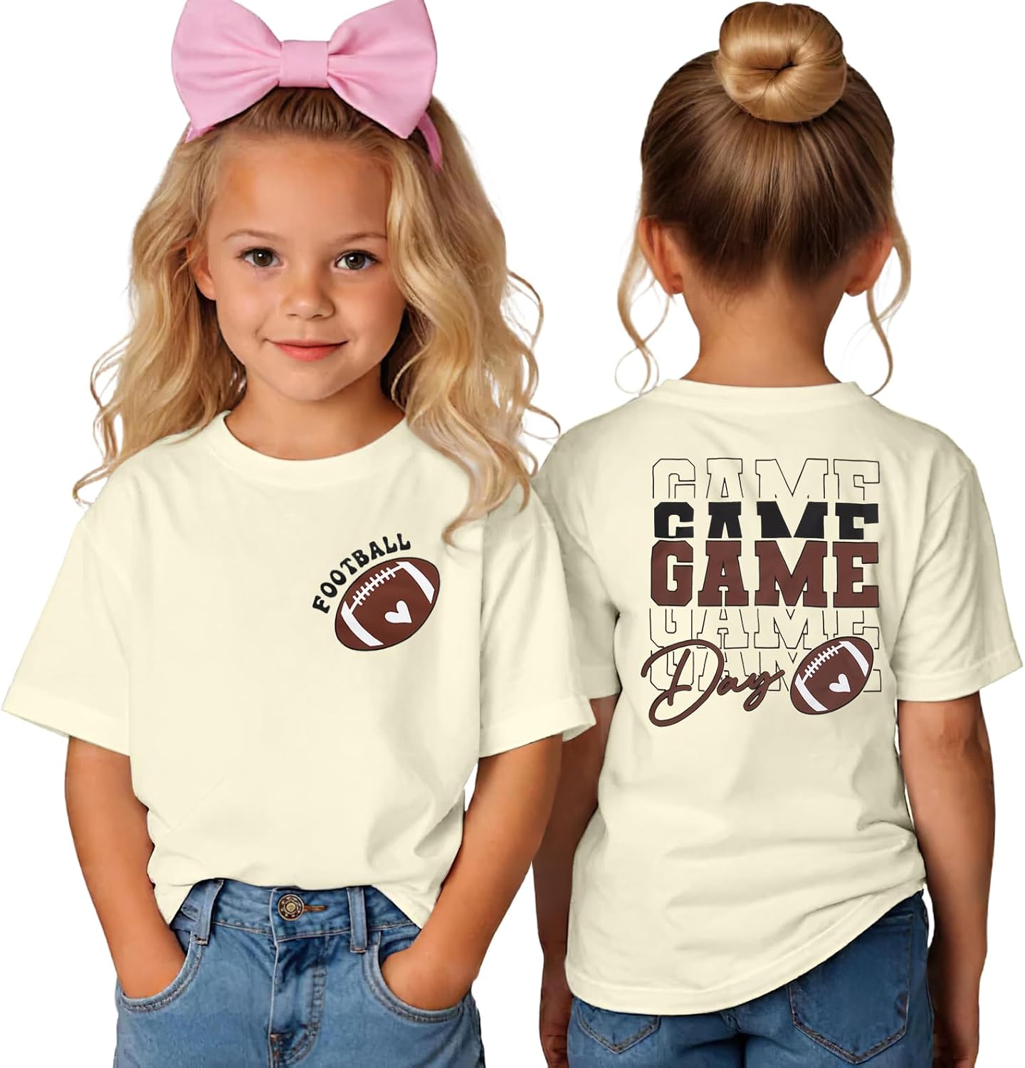 Toddler Game Day Shirt Football Sunday Tshirt for Girls Boys Rugby Athletic Outfit Kids Sports Fans Top 2-8T